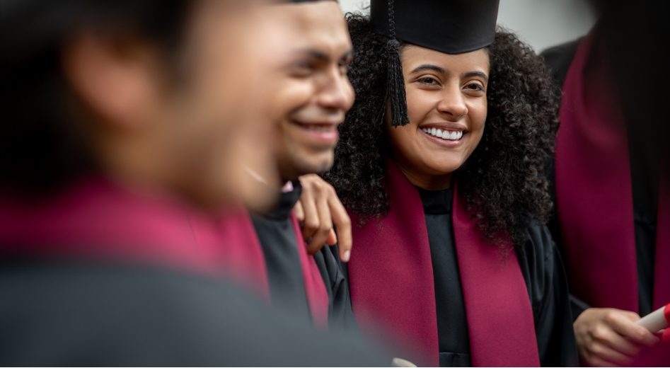 College graduates in caps and gowns